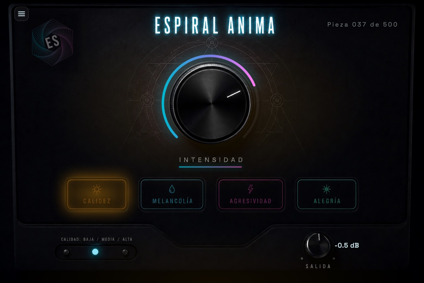 Espiral Anima — interfaz del plugin